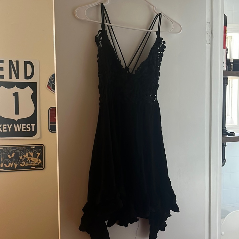 Black crochet top dress